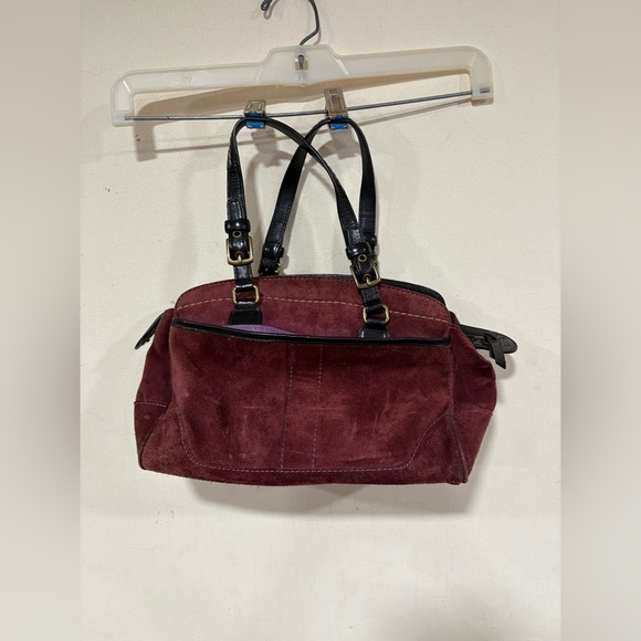 Coach Hamilton Suede Tote Bag Carryall Purse Eggplant Purple - Picture 2 of 11